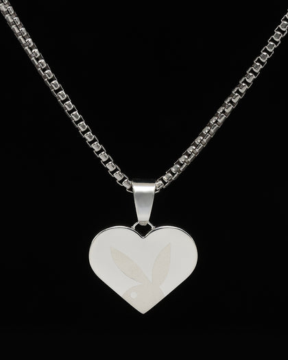 Playboy By House Of Auric Playboy Heart Pendant Sterling Silver