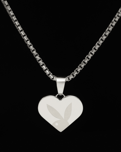 Playboy By House Of Auric Playboy Heart Pendant Sterling Silver