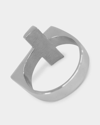 NXS Cross Ring White Gold