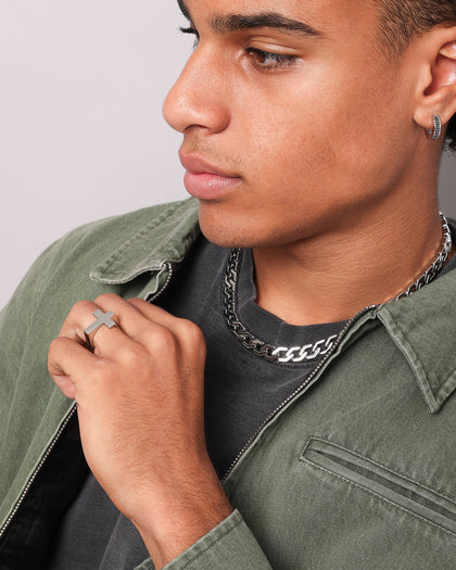 NXS Cross Ring White Gold