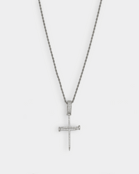 NXS Iced Nail Pendant Iced White Gold