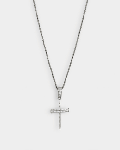 NXS Iced Nail Pendant Iced White Gold