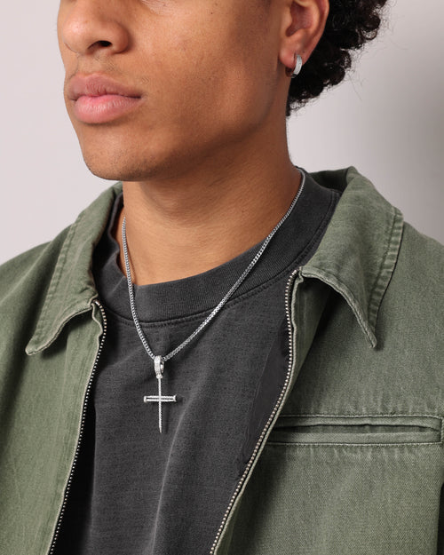 NXS Iced Nail Pendant Iced White Gold