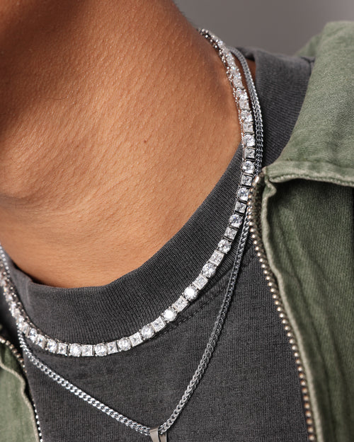 NXS Jesse Duo Stone Chain Iced White Gold