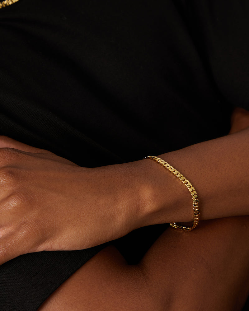 NXS Flat Faced Curb Bracelet Gold