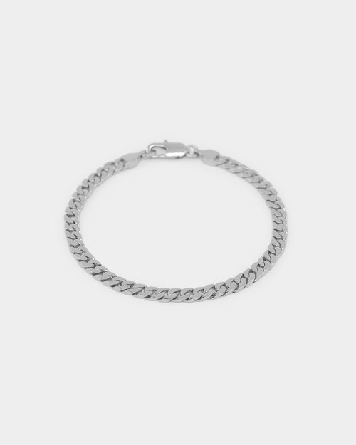NXS Flat Faced Curb Bracelet White Gold
