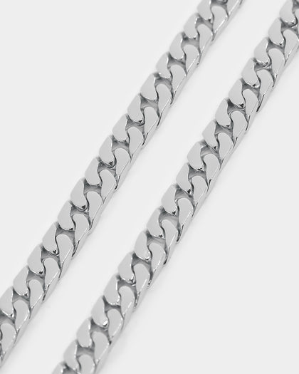 NXS Flat Faced Curb Chain White Gold