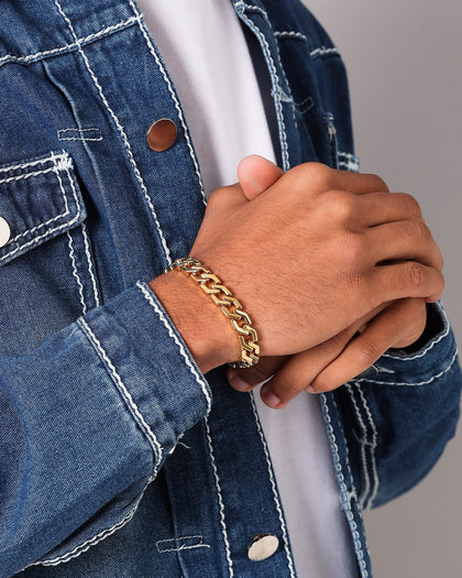 NXS Hex Cut Curb Bracelet Gold