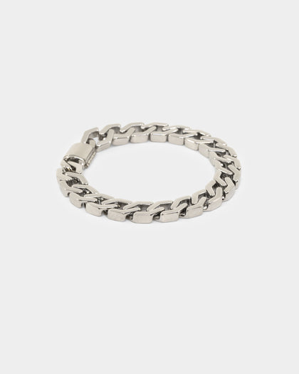 NXS Hex Cut Curb Bracelet White Gold