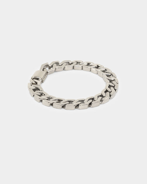 NXS Hex Cut Curb Bracelet White Gold