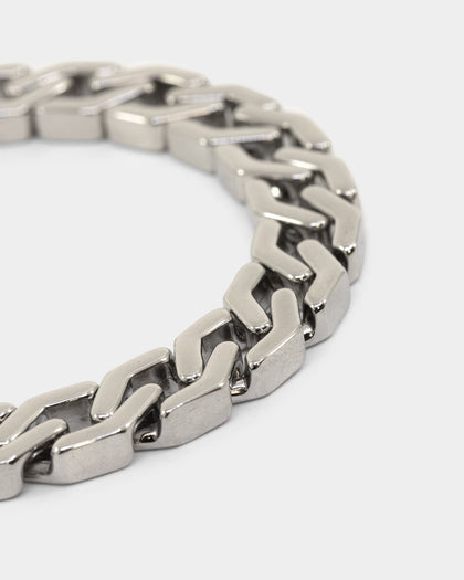 NXS Hex Cut Curb Bracelet White Gold