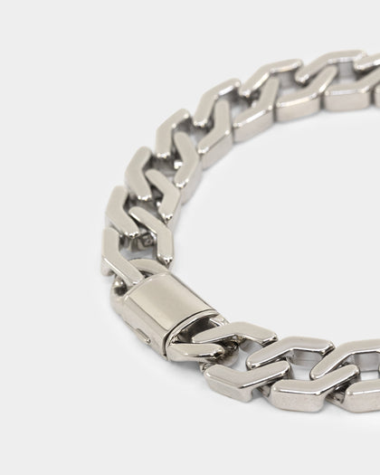 NXS Hex Cut Curb Bracelet White Gold