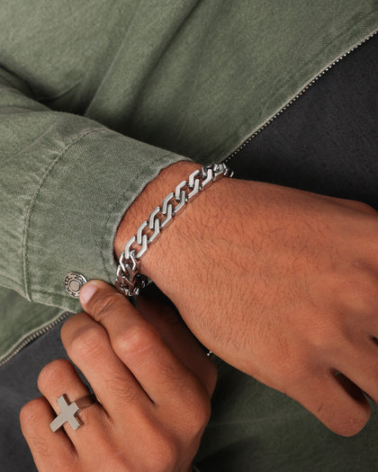 NXS Hex Cut Curb Bracelet White Gold