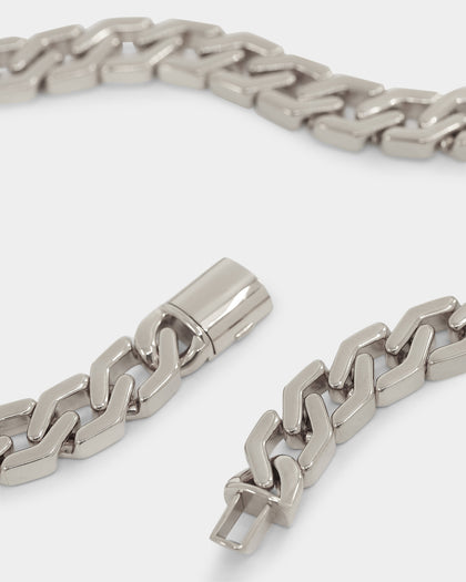 NXS Hex Cut Curb Chain White Gold