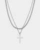 NXS Textured Cross Chain Set White Gold