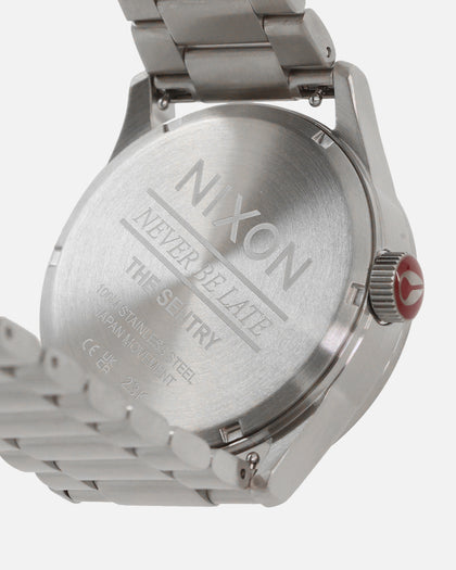 Nixon Sentry Stainless Steel Silver/Cranberry