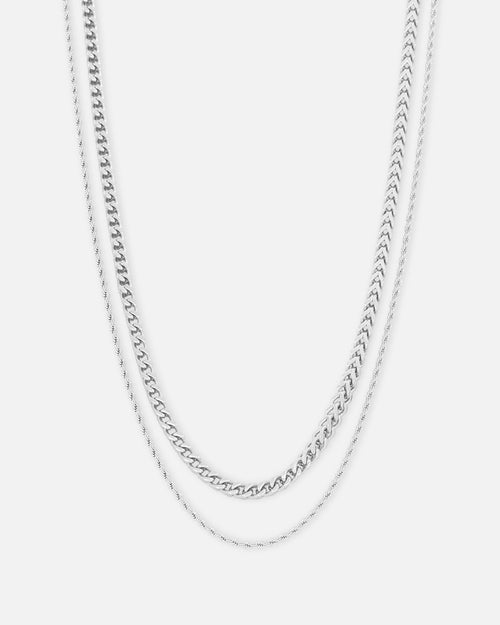 NXS Franco Rope Chain Set White Gold