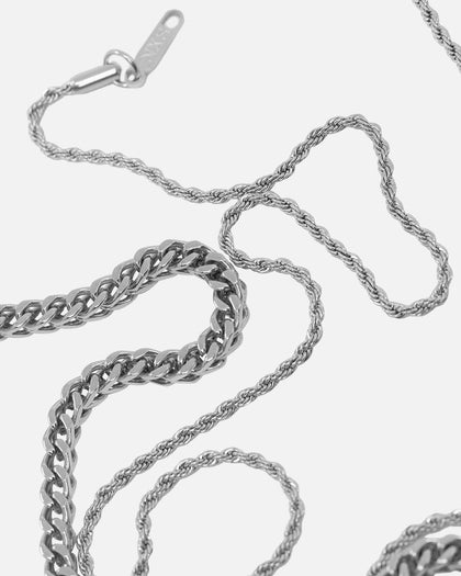 NXS Franco Rope Chain Set White Gold
