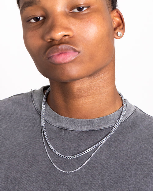 NXS Franco Rope Chain Set White Gold