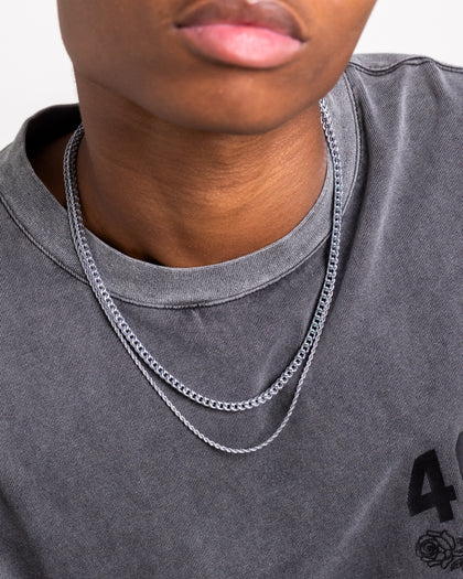 NXS Franco Rope Chain Set White Gold