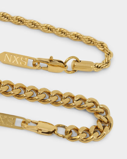 NXS Cuban Rope Bracelet Set Gold