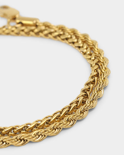 NXS Wheat Rope Bracelet Set Gold