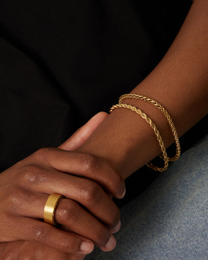 NXS Wheat Rope Bracelet Set Gold