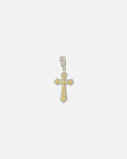 NXS Iced Sanctity Cross Pendant Citrine/Iced White Gold