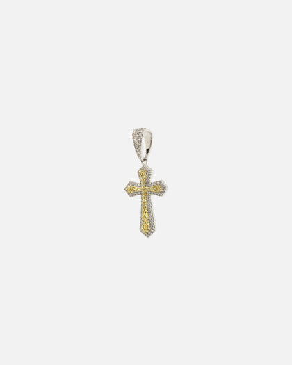 NXS Iced Sanctity Cross Pendant Citrine/Iced White Gold