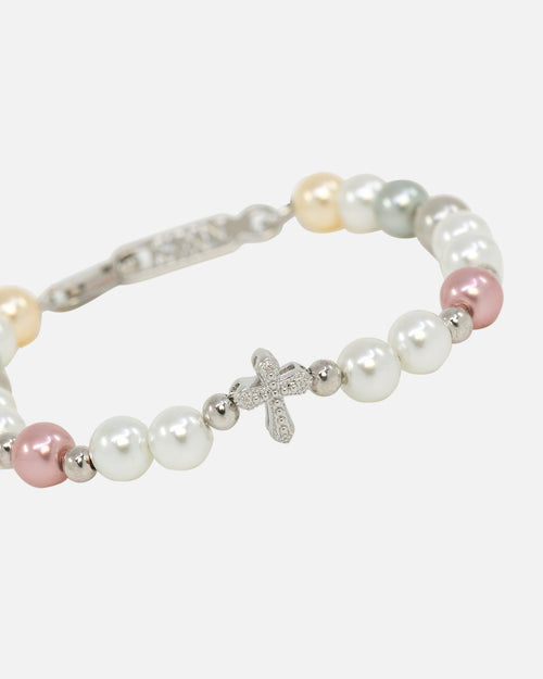 NXS Coloured Cross Pearl Bracelet Multi/White