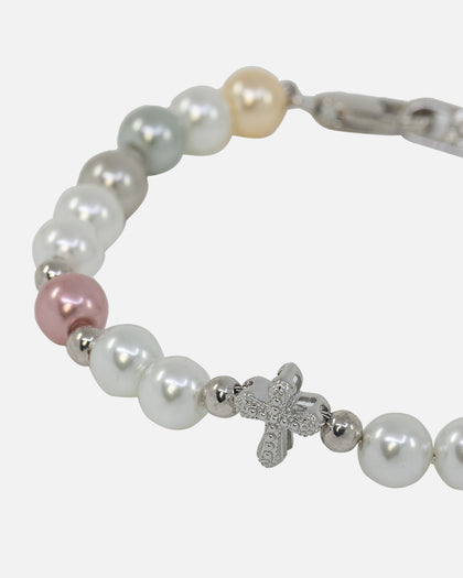 NXS Coloured Cross Pearl Bracelet Multi/White