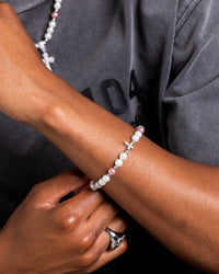 NXS Coloured Cross Pearl Bracelet Multi/White