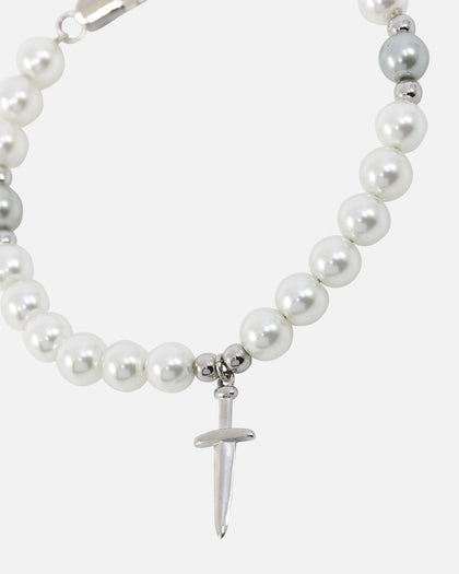 NXS Dagger Pearl Bracelet White Gold/Blue