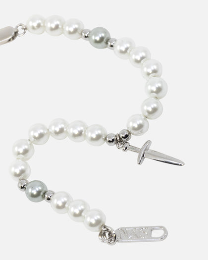 NXS Dagger Pearl Bracelet White Gold/Blue