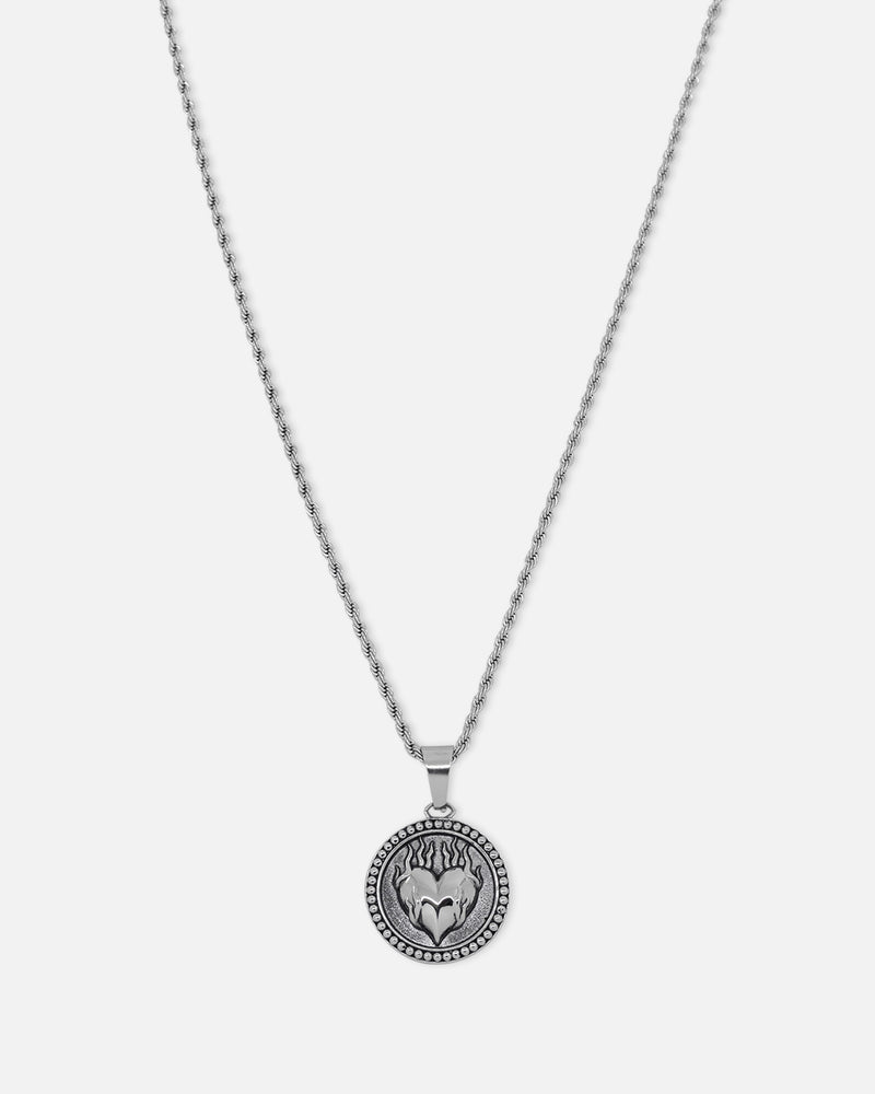 NXS Burning Heart Necklace White Gold