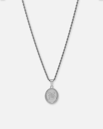 NXS Vintage Letter Necklace White Gold