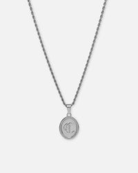NXS Vintage Letter Necklace White Gold