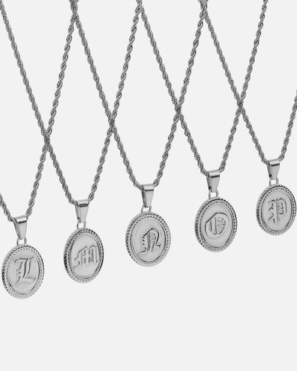 NXS Vintage Letter Necklace White Gold