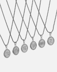 NXS Vintage Letter Necklace White Gold