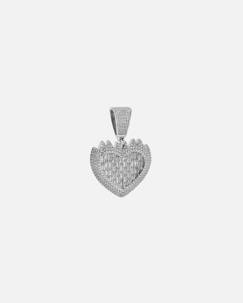 Saint Morta Burning Heart Pendant Iced White Gold