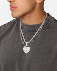 Saint Morta Burning Heart Pendant Iced White Gold