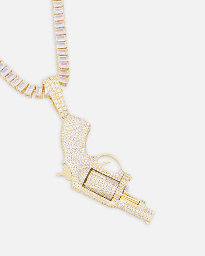Saint Morta Revolver Pendant Iced Gold