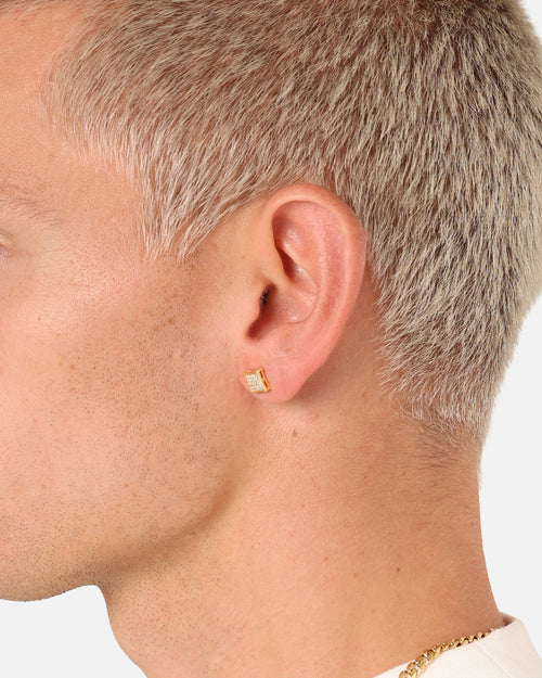 Saint Morta Concave Square Earring Iced Gold