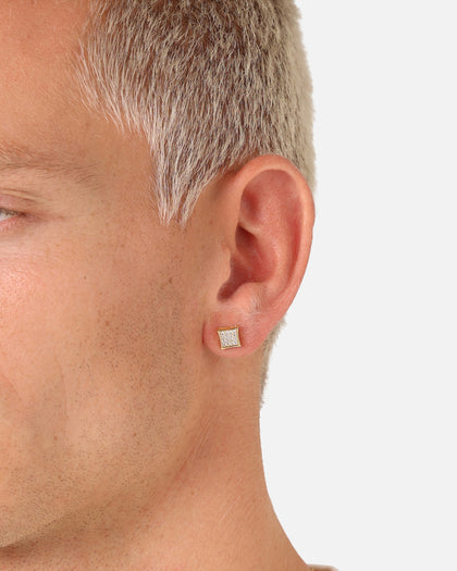 Saint Morta Concave Square Earring Iced Gold