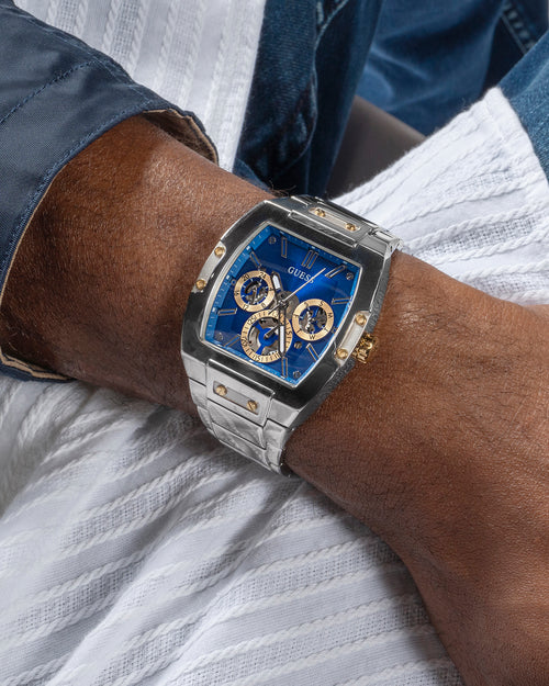 Guess Mainline Phoenix Watch Silver/Sun Blue