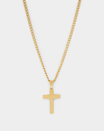 Saint Morta Textured Cross Pendant Gold