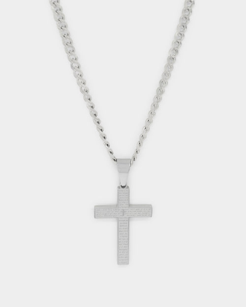 Saint Morta Textured Cross Pendant White Gold