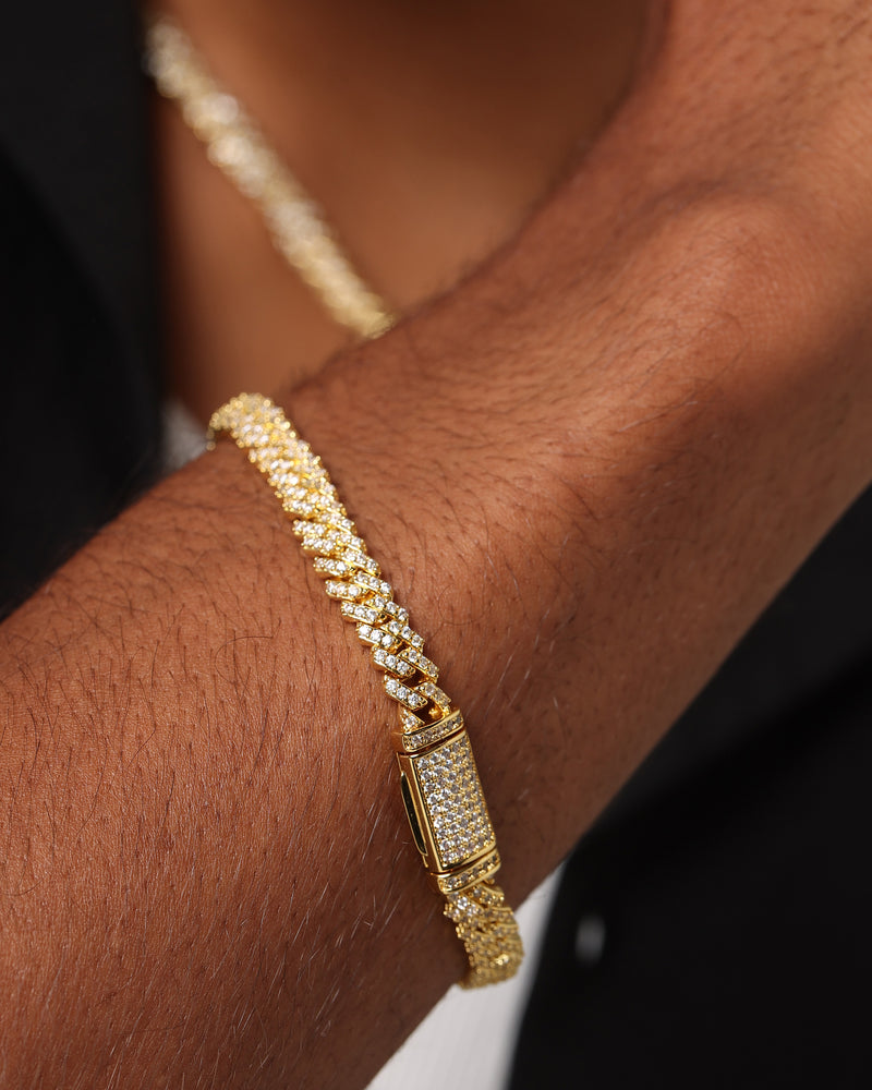 Buy Saint Morta 6mm Iced Cuban Prong Bracelet Iced Gold with crypto