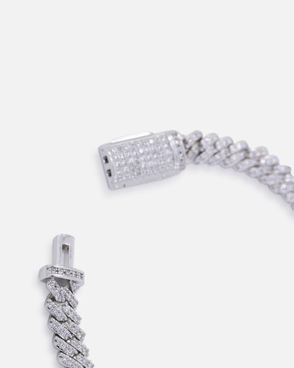 Saint Morta 6mm Iced Cuban Prong Bracelet Iced White Gold