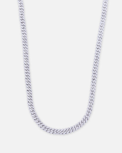Saint Morta 6mm Iced Cuban Prong Chain Iced White Gold
